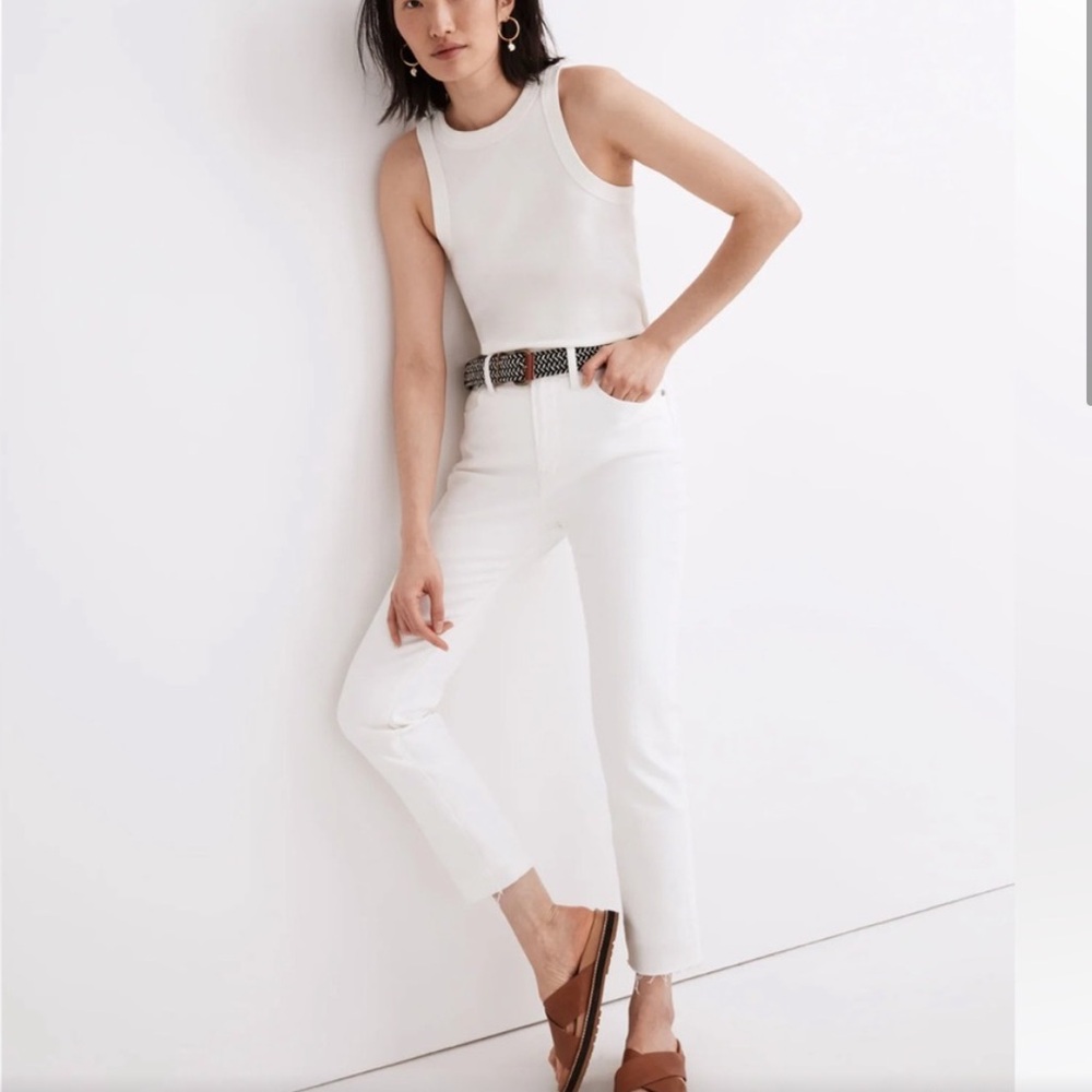 Madewell The Perfect Vintage Tile White Jeans High Rise Stretch Tapered Leg 26P